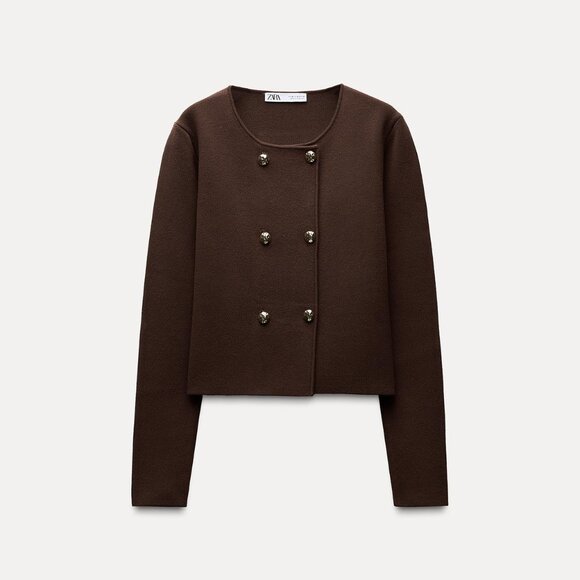 NWT ZARA KNIT WRAP TOP BROWN - Picture 5 of 5